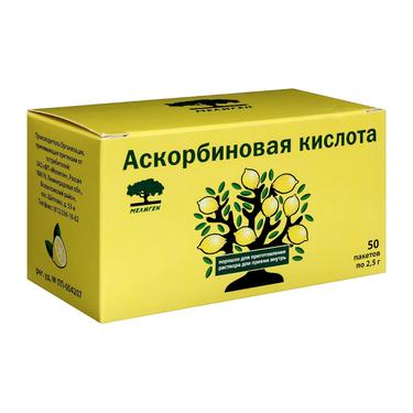Аскорбиновая кислота порошок для приготовления раствора 2,5 г 50 шт