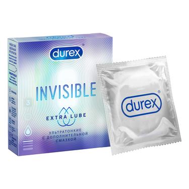 Durex Invisible Extra lube Презервативы ультратонкие с дополнительной смазкой 3 шт