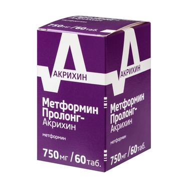 Метформин Пролонг-Акрихин 750 мг таблетки с пролонгированным высвобождением 60 шт
