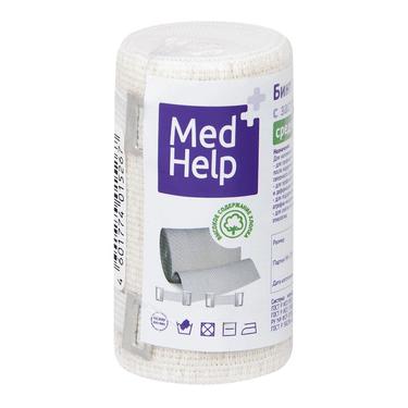 MedHelp Бинт медицинский эластичный средней растяжимости с застежками-клипсами 1,5 м х 8 см 1 шт