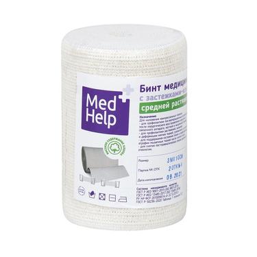 MedHelp Бинт эластичный средней растяжимости с застежками-клипсами 3 м х 10 см
