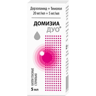 Домизиа Дуо 20 мг/мл+5 мг/мл капли глазные 5 мл