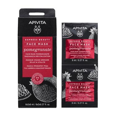 Apivita Express Beauty Маска для лица тонизирующая Гранат 8 мл 2 шт