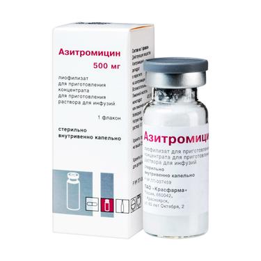 Азитромицин 500 мг лиофилизат для приготовления раствора для инфузий