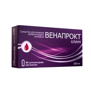 Венапрокт Алиум 250 мг суппозитории ректальные 10 шт