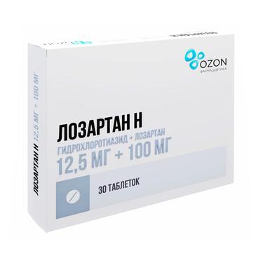 Лозартан Н 12,5 мг+100 мг таблетки 30 шт