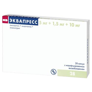 Эквапресс 5 мг+1,5 мг+10 мг капсулы с модифицированным высвобождением 28 шт