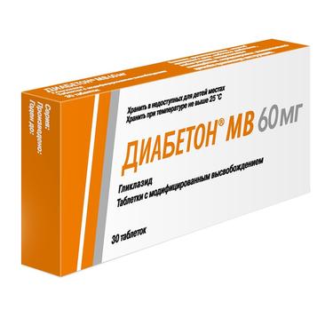 Диабетон МВ 60 мг таблетки с модифицированным высвобождением 30 шт