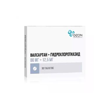 Валсартан+Гидрохлоротиазид 80 мг+12,5 мг таблетки 30 шт