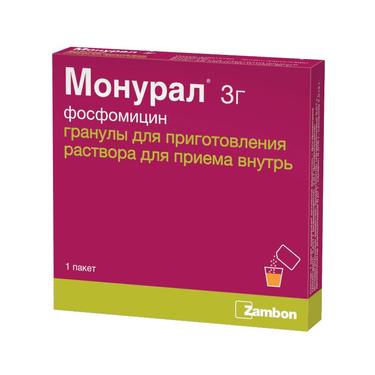 Монурал 3 г гранулы для приготовления раствора для приема внутрь пакетик 1 шт