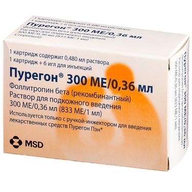 Пурегон 300 МЕ/0,36 мл раствор для подкожного введения 0,48 мл 1 шт + иглы 6 шт