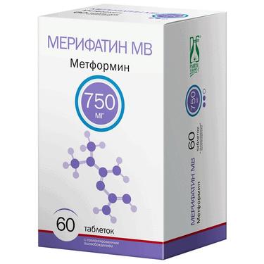 Мерифатин МВ 750 мг таблетки с пролонгированным высвобождением 60 шт