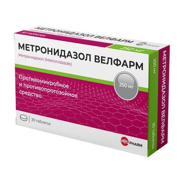 Метронидазол Велфарм 250 мг таблетки 30 шт