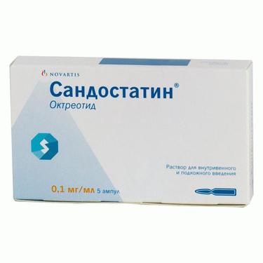 Сандостатин 0,1 мг/мл раствор для инъекций 1 мл 5 шт