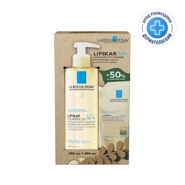 La Roche-Posay Lipikar AP+ Набор для сухой кожи Масло очищающее во флаконе 400 мл + Рефил 400 мл