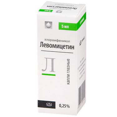 Левомицетин 0,25% капли глазные 5 мл