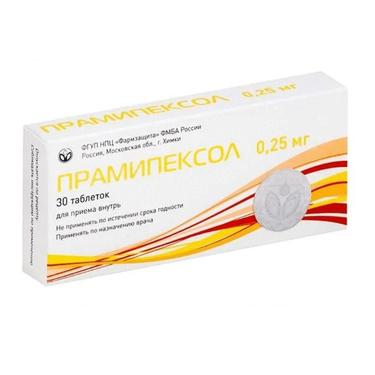 Прамипексол 0,25 мг таблетки 30 шт
