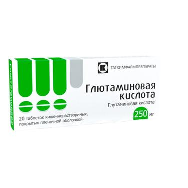 Глютаминовая кислота таблетки 250 мг 20 шт