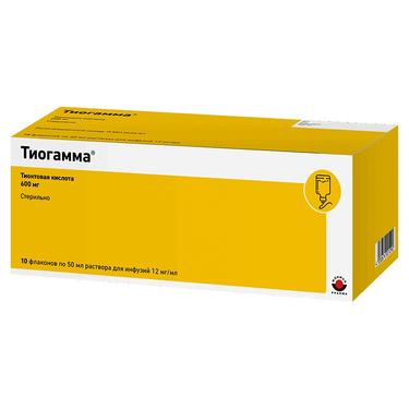 Тиогамма 12 мг/мл раствор для инфузий 50 мл 10 шт