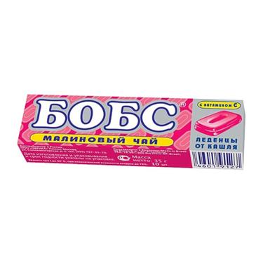 Бобс Леденцы от кашля Малиновый чай 35 г