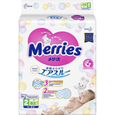 Merries 2 Подгузники детские 4-8 кг 82 шт
