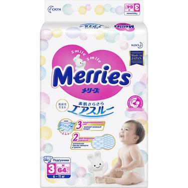Merries 3 Подгузники детские 6-11 кг 64 шт