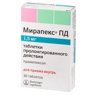 Мирапекс ПД 1,5 мг таблетки с пролонгированным высвобождением 30 шт