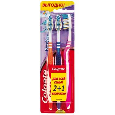 Colgate ЗигЗаг Зубная щетка для всей семьи Средняя жесткость 2+1 шт
