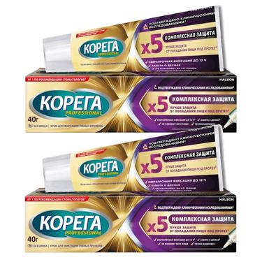 Набор 2Х Корега Professional Комплексная защита Крем для фиксации зубных протезов 40 г
