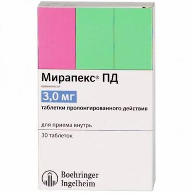 Мирапекс ПД 3 мг таблетки с пролонгированным высвобождением 30 шт