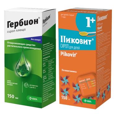 Набор Гербион сироп плюща 150 мл + Пиковит сироп для детей 150 мл