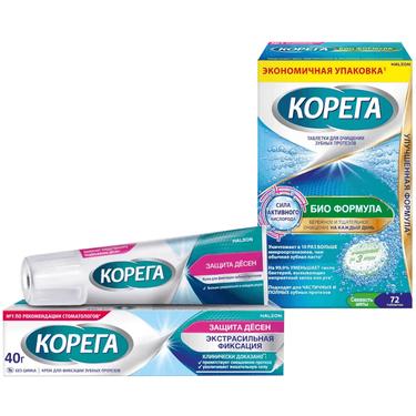 Набор Корега Защита десен Крем 40 г + Корега Био Формула Таблетки 72 шт