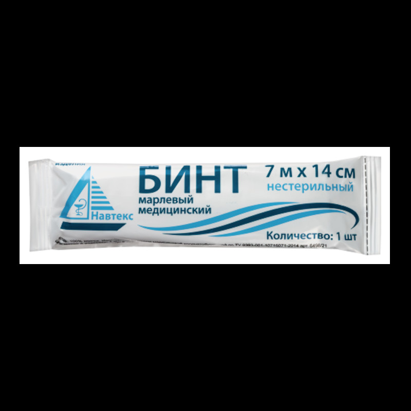 Навтекс бинт марлевый медицинский нестерильный 7 м х 14 см