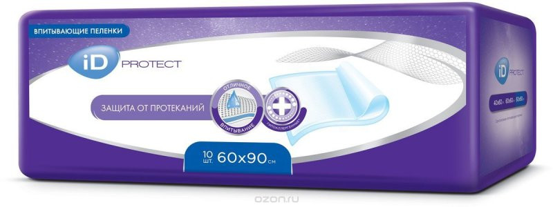 Айди Протект Пеленки впитывающие 60 см х 90 см 10 шт