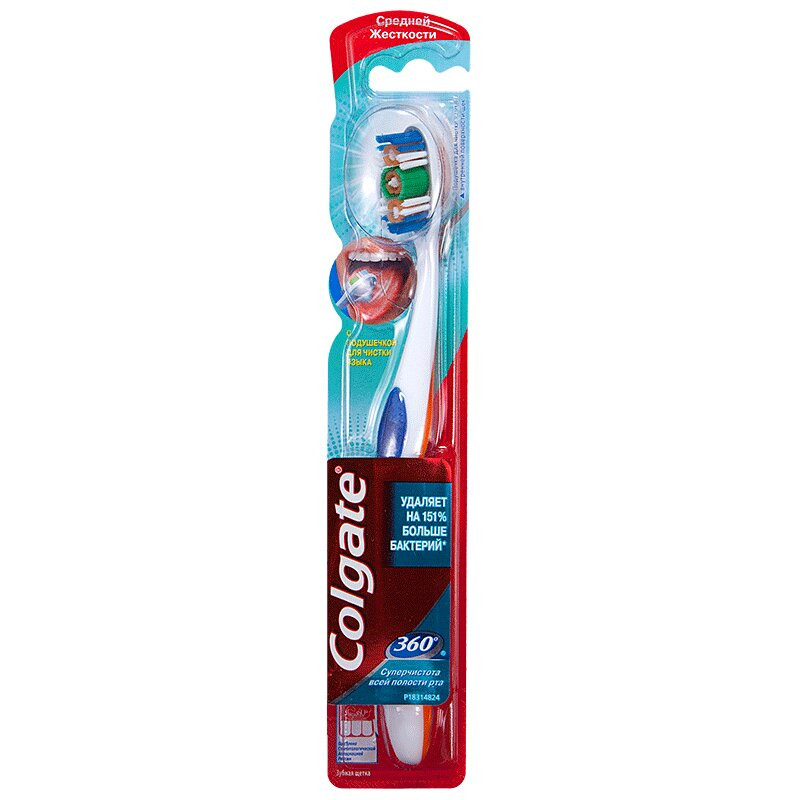 Colgate 360 Суперчистота всей полости рта Зубная щетка Средняя жесткость