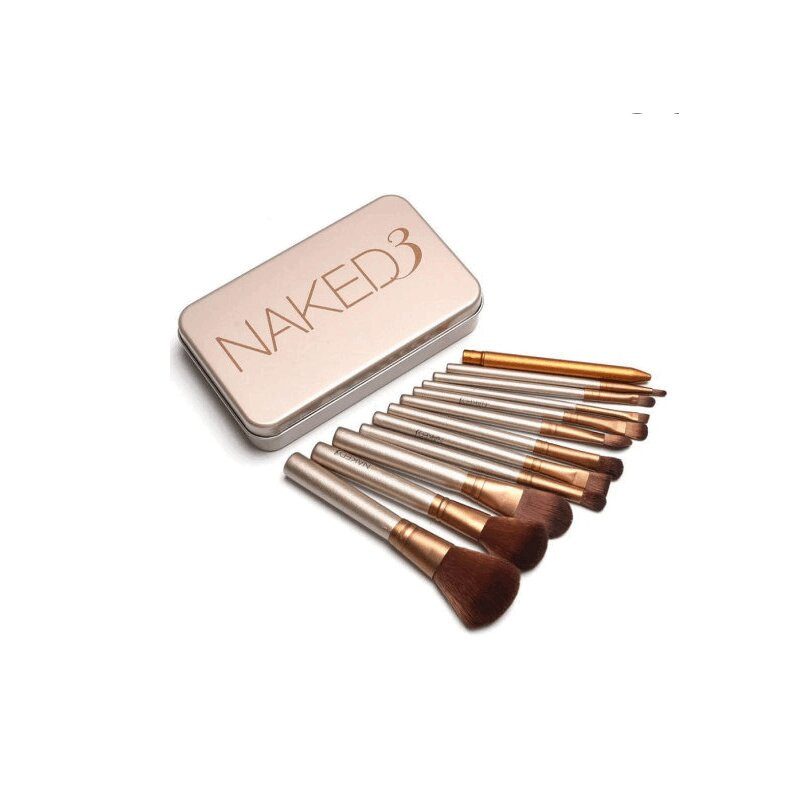 BDvaro Naked 3 Набор кистей для макияжа беж+золот 12 шт 