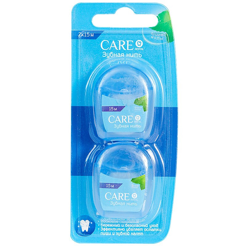 Care Dental Зубная нить Ментол 15 м 2 шт