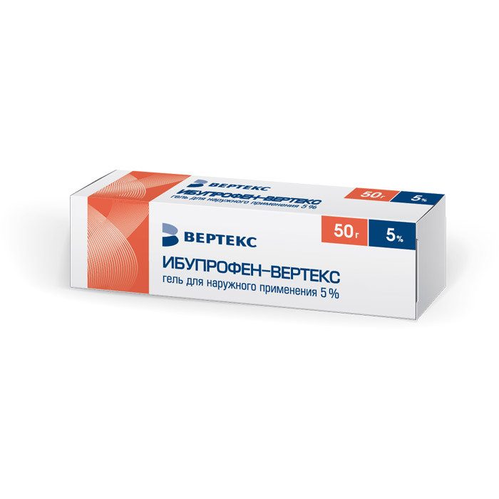 Ибупрофен-ВЕРТЕКС 5% гель для наружного применения 50 г