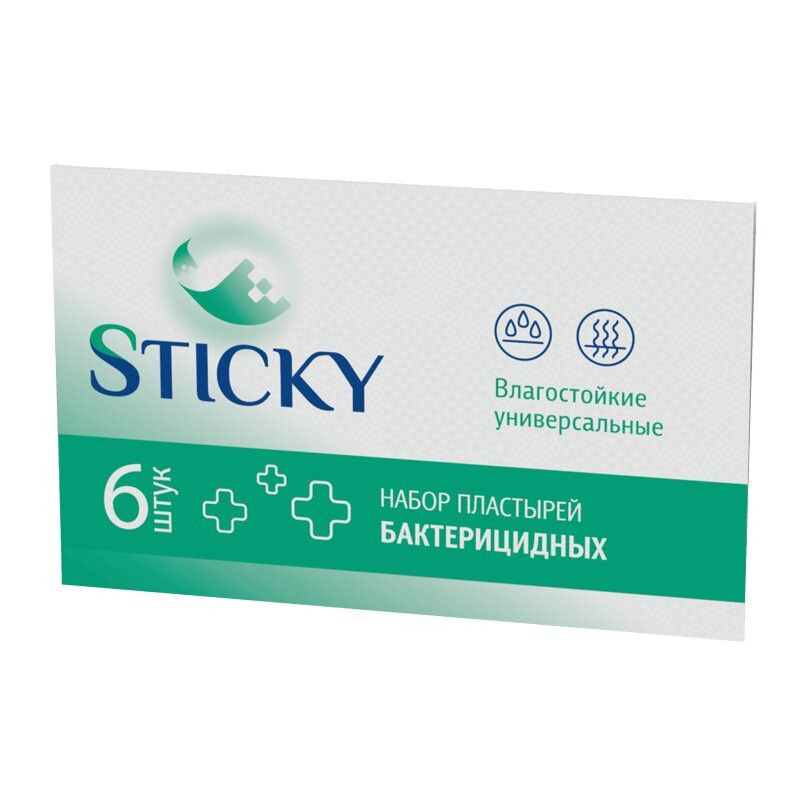 Sticky Пластырь бактерицидный влагостойкий 1,9 см х 7,2 см 6 шт