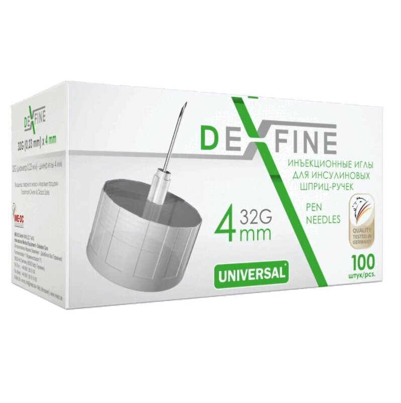 Dexfine Иглы для шприц-ручки 32G 0,23 мм х 4 мм 100 шт