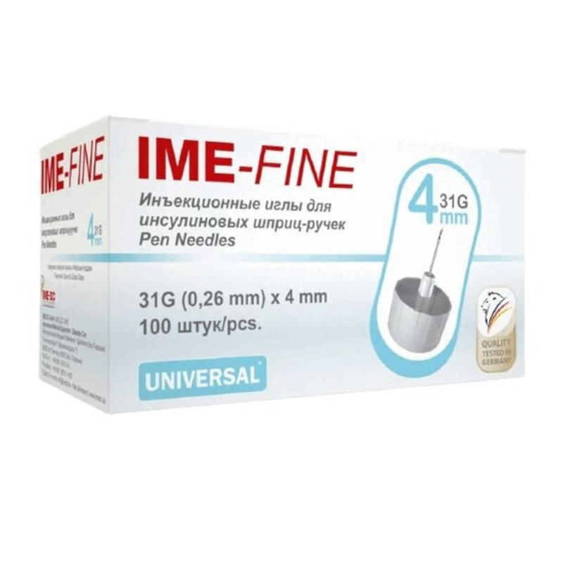 Ime-Fine Иглы для шприц-ручки 31G 0,26 мм х 4 мм 100 шт