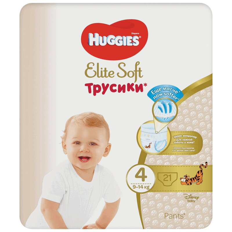Huggies Elite Soft 4 Подгузники-трусики детские 9-14 кг 21 шт