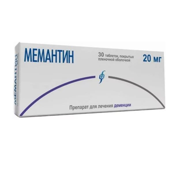 Мемантин 20 мг таблетки 30 шт