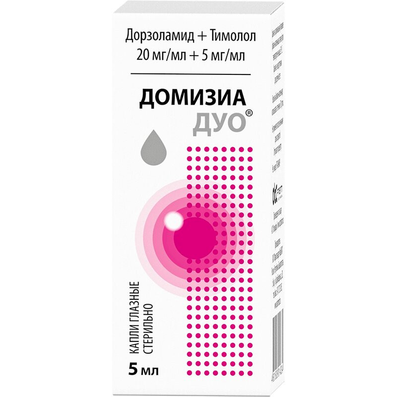 Домизиа Дуо 20 мг/мл+5 мг/мл капли глазные 5 мл