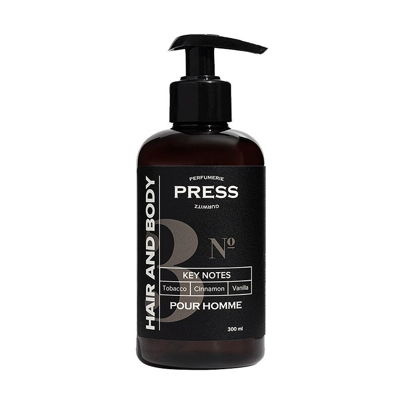 Press Gurwitz Perfumerie №3 Шампунь-гель для душа 2в1 для мужчин Табак-Корица-Ваниль 300 мл