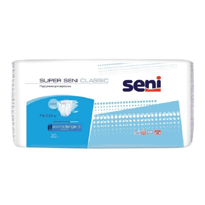 Seni Super Classic Подгузники для взрослых размер XL 30 шт