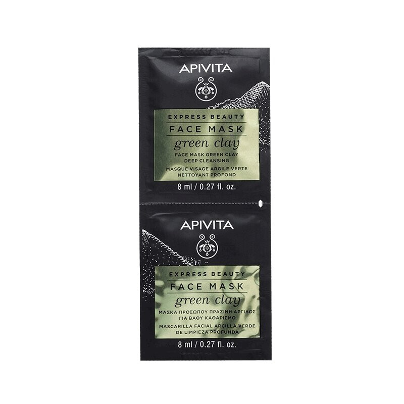 Apivita Express Beauty Маска для лица очищающая Зеленая глина 8 мл 2 шт