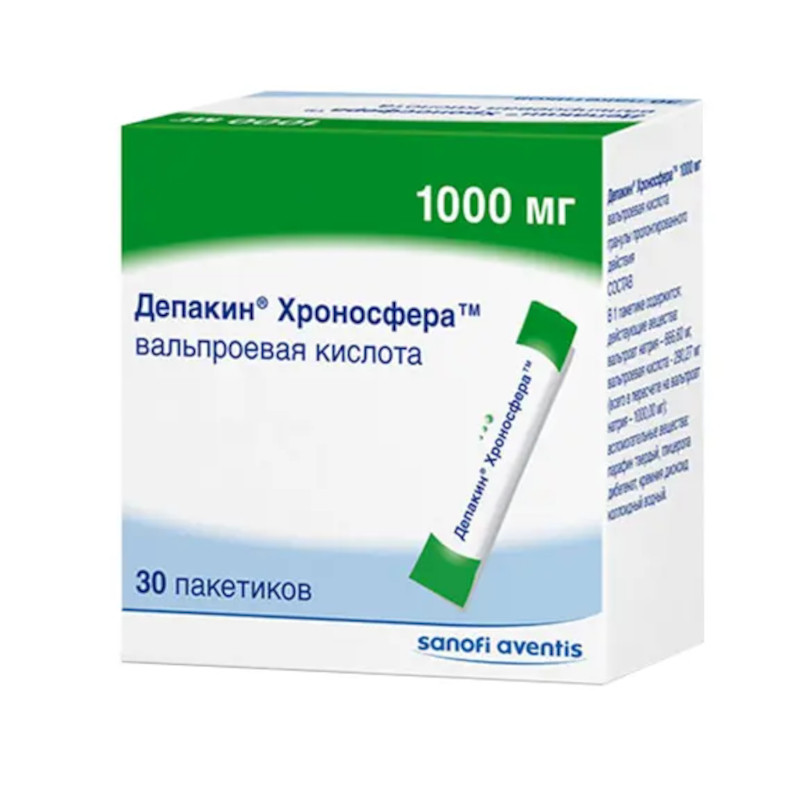 Депакин Хроносфера 1000 мг гранулы с пролонгированным высвобождением 30 шт