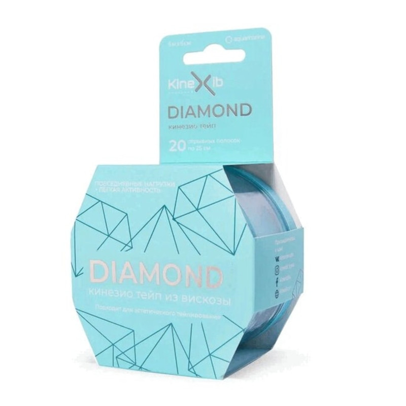 Kinexib Ultra Diamond Кинезио тейп Аквамарин 5 м х 5 см