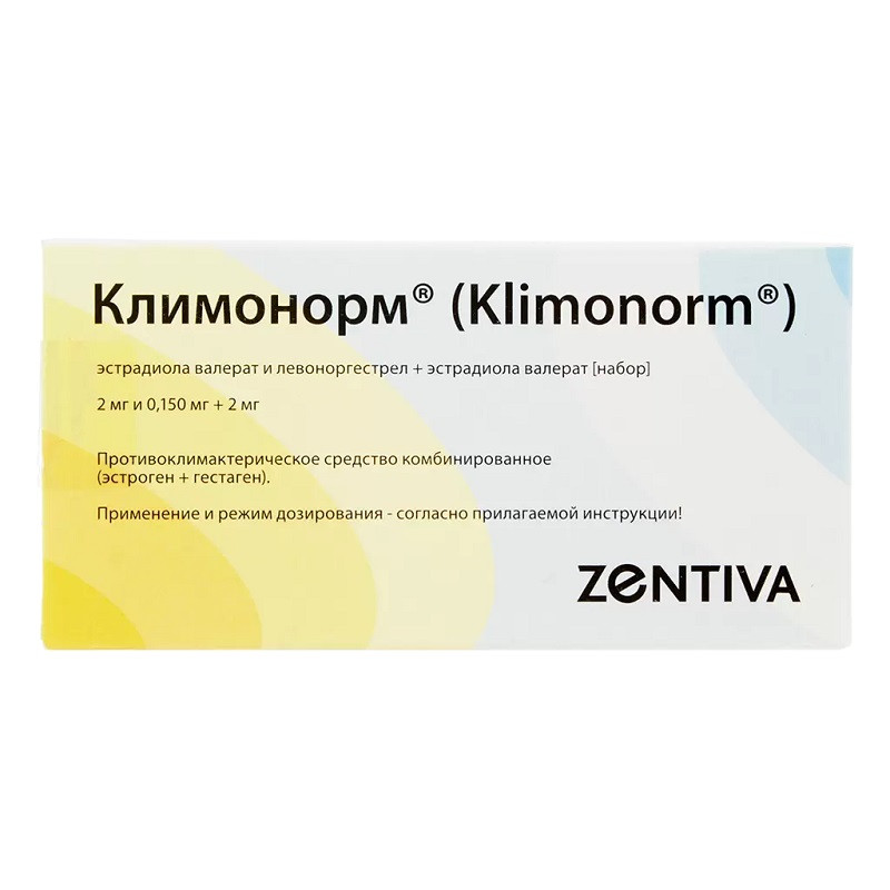 Климонорм 2 мг+0,15 мг таблетки + 2 мг таблетки 21 шт